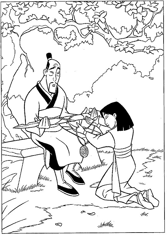 Plansa de colorat cu Mulan 12 4